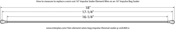 How to measure 16 inch Bulk Pack of Element Wires for Impulse Heat Sealers