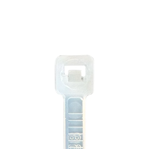 4 Inch Zip Ties Head Head of 4 inch Nylon Clear Zip Ties - 18 pound tensile strength