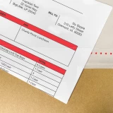Close up of Perforated bottom on 10.75 x 6.75 Clear Top Loading Packing List Envelope
