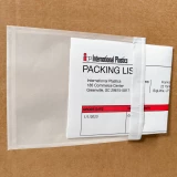 Close up of 4.5 x 5.5 Clear Packing List Envelope on Box