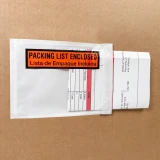 Close up of 6 x 4.5 Packing List Enclosed Spanish & English Packing List Envelope on Box