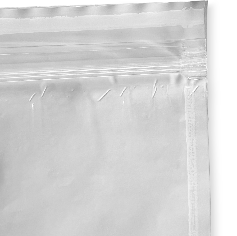 Close up of 6x6 Adhesive Backed Reclosable Zipper Locking Envelope