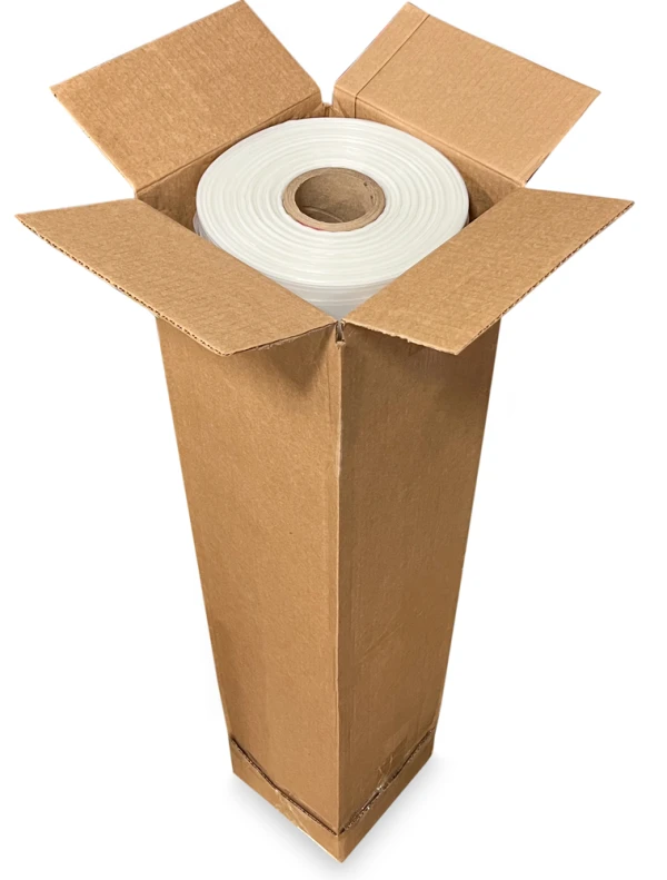 50 x 49 x 75 2 Mil Pallet Covers on Roll in Protective Box 2 Mil Plastic Pallet Covers 50 x 49 x 75 Protective Cardboard Box