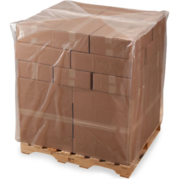 40 x 22 x 72 4 Mil Clear Pallet Covers 40 x 22 x 72 4 Mil Clear Pallet Covers on Pallet of Boxes
