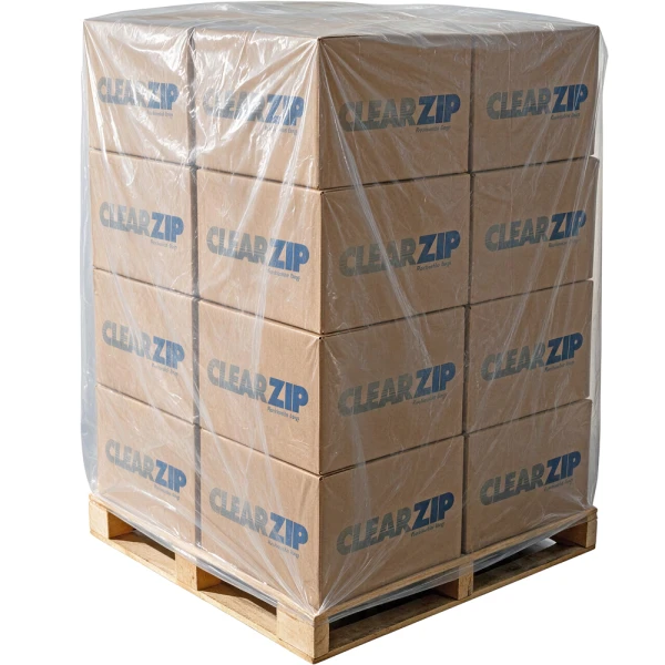 48 x 42 x 66 3 Mil Clear Pallet Covers 48 x 42 x 66 3 Mil Clear Pallet Covers on Pallet of Boxes