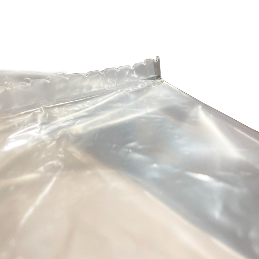 48 x 42 x 48  1 Mil Clear Pallet Cover Close Up of Perforation on Seal