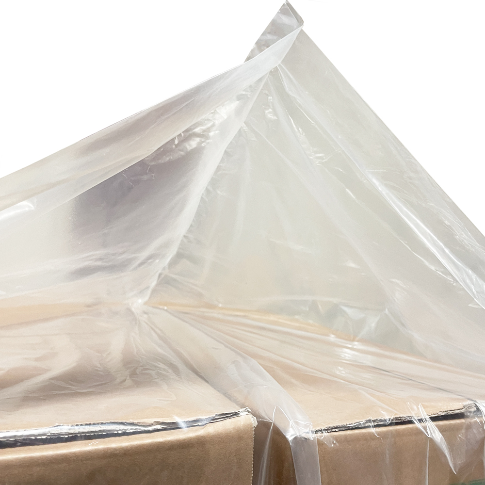 51 x 48 x 75  1 Mil Clear Pallet Cover View of Gusset