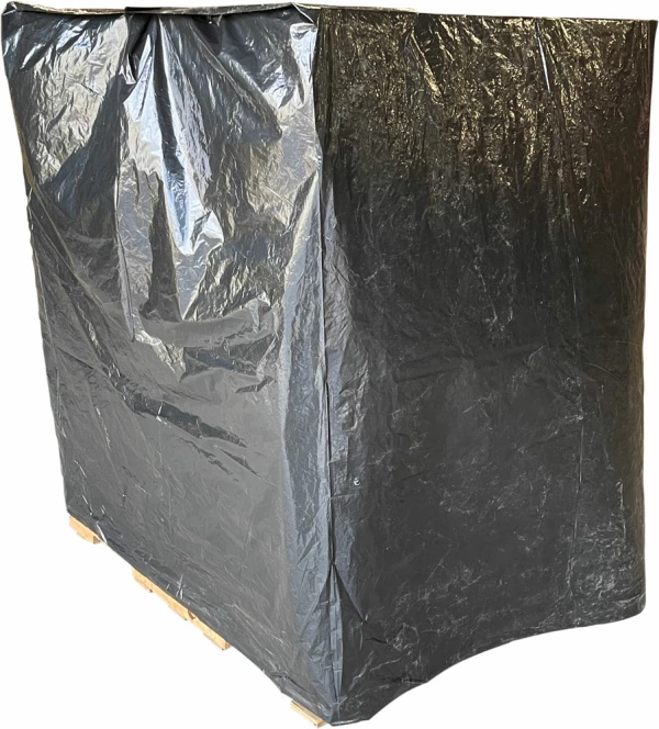 51 x 49 x 85 2Mil Gusseted UVI Black Opaque Pallet Cover on Roll