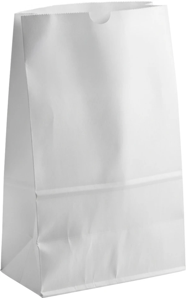 2 lb. White Grocery Bags 4.75x2.9375 x 8.5625 #2 White Paper Grocery Bags - White Virgin Paper
