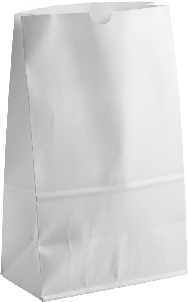 4.75x2.9375 x 8.5625 #2 White Paper Grocery Bags - White Virgin Paper