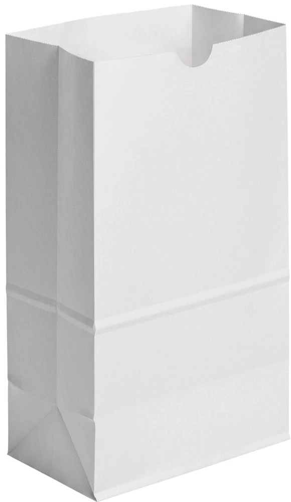 8 lb. White Grocery Bags 6.125x4.125 x 12.4375 #8 White Paper Grocery Bags - White Virgin Paper