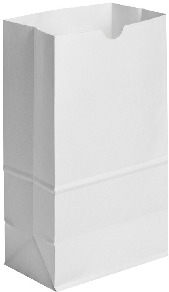 8 lb. White Grocery Bags 6.125x4.125 x 12.4375 #8 White Paper Grocery Bags - White Virgin Paper