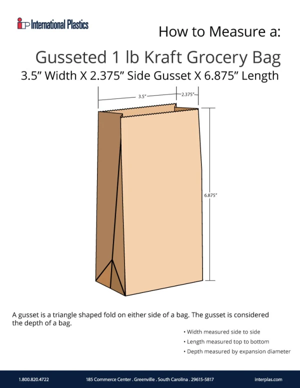 How to measure a 1 lb gusseted paper bag How to measure a 1 lb gusseted paper bag illustration