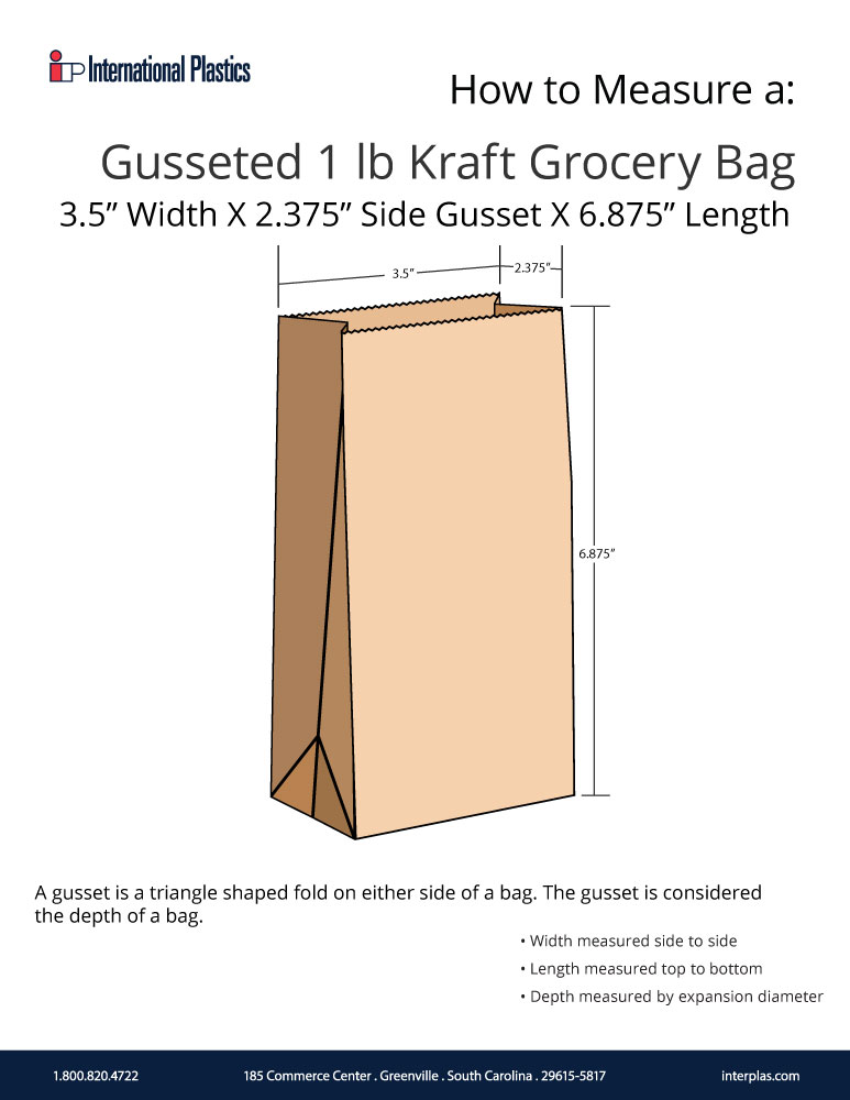 How to measure a 1 lb gusseted paper bag illustration