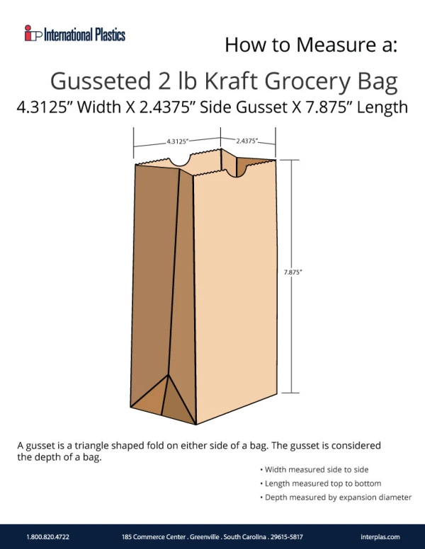 How to measure a 2 lb gusseted paper bag How to measure a 2 lb gusseted paper bag