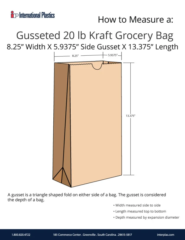 How to measure a gusseted 20 lb paper bag How to measure a gusseted 20 lb paper bag