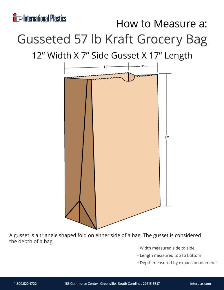 How to measure a 12 x 7 x 17 Flat Bottom Kraft Paper Grocery Bags