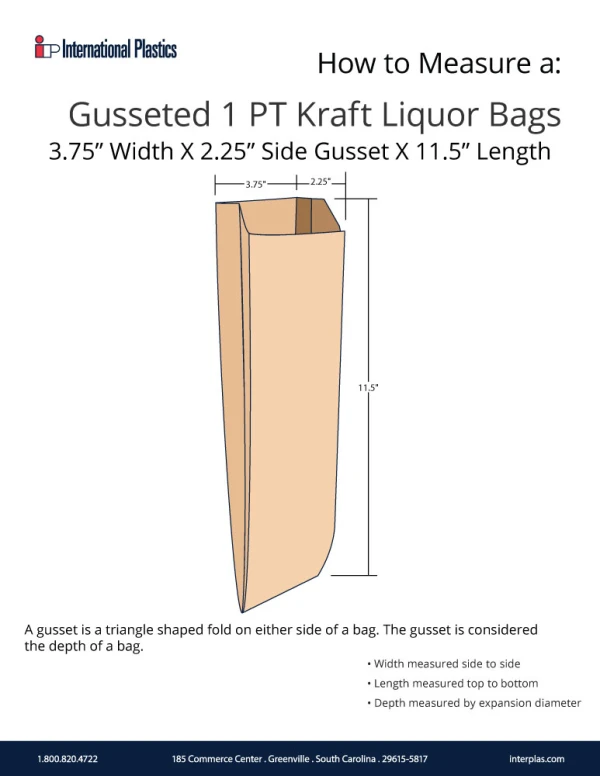 How to measure a 1 PT Kraft Liquor Bags How to measure a 3.75x2.25 x 11.5 Pint Kraft Paper Grocery Bags - Kraft Virgin Paper