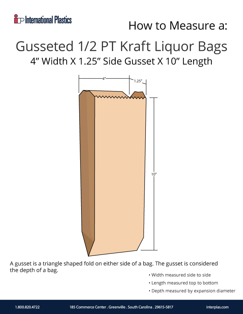 How to measure a gusseted half pint liquor paper bag
