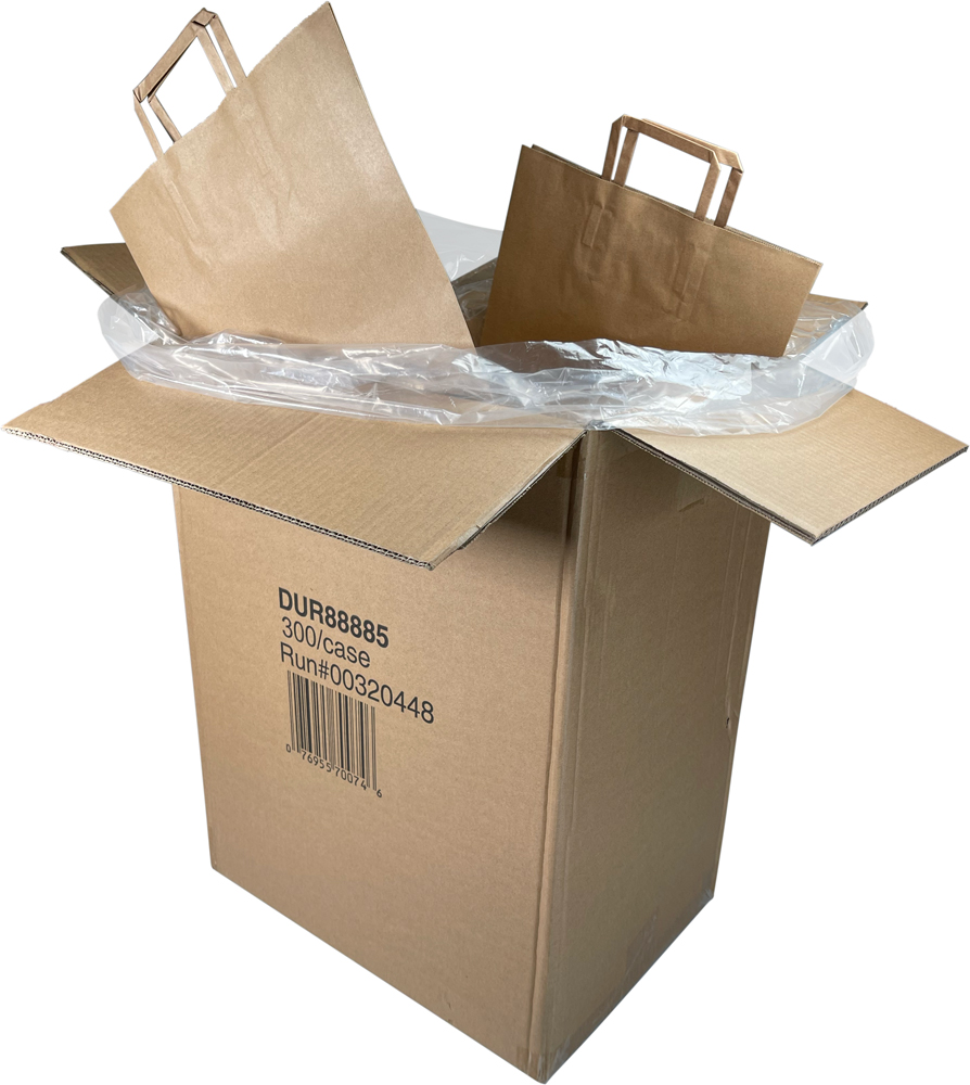 1/6 BL  Flat Handle Up Grocery Bags Open Case Bags Sticking Out