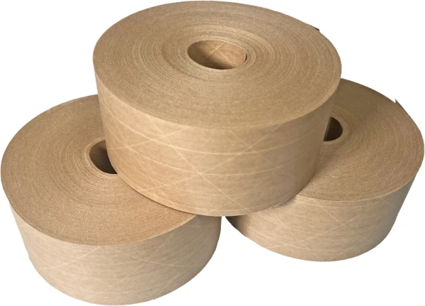 3 x 500 Reinforced Kraft Tape Rolls Rolls of 3 x 500 Reinforced Gummed Kraft Water-Activated Paper Packaging Tape