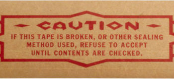 3 x 600 Printed CAUTION Reinforced Gummed Kraft Paper Tape Water-Activated Paper Packaging Tape