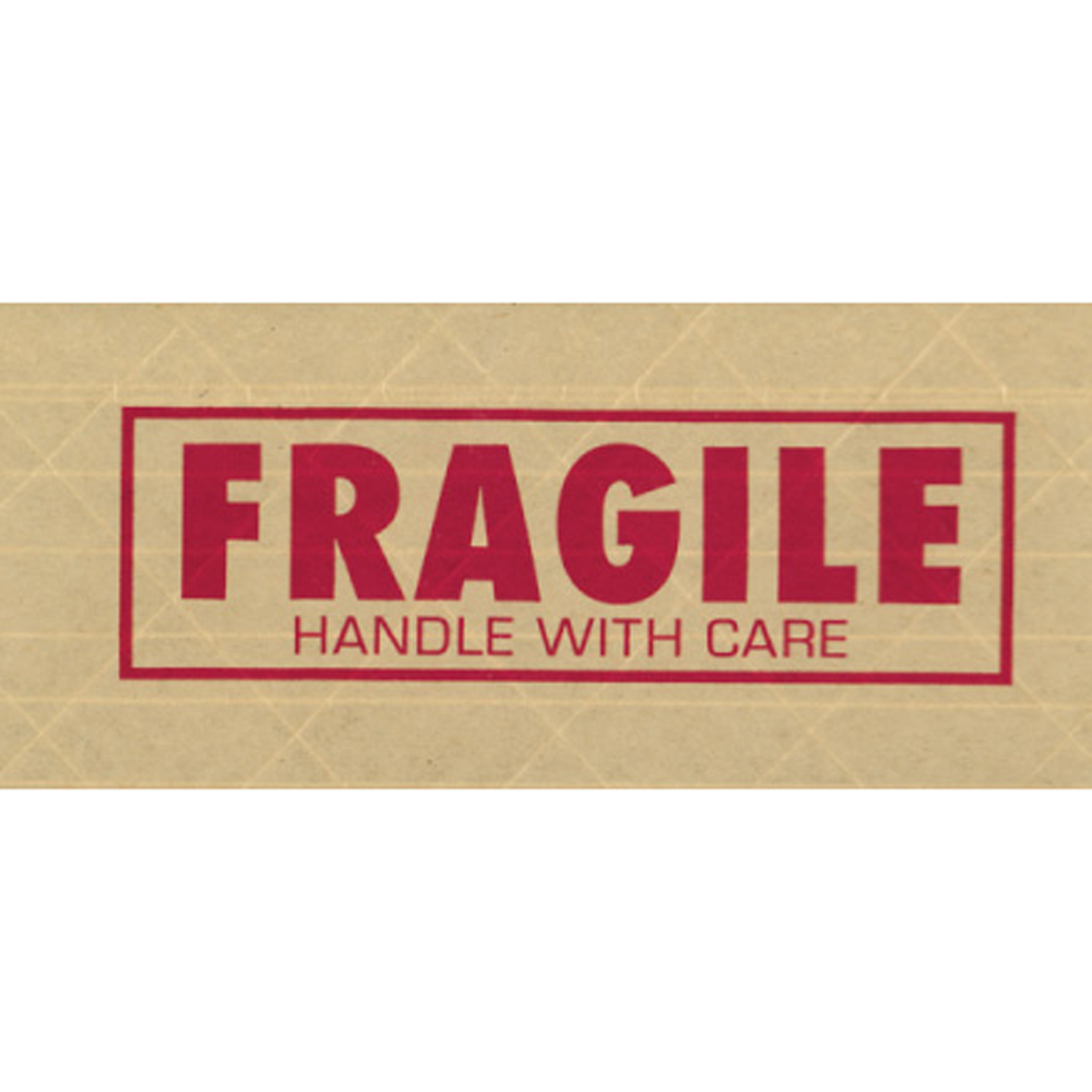 72mm x 450 yds. central 260 fragile - handle with care reinforced water activated tape