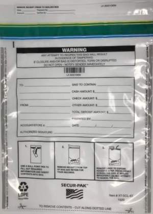 Plastic Deposit Bag s15 x 19 Secur-Pak