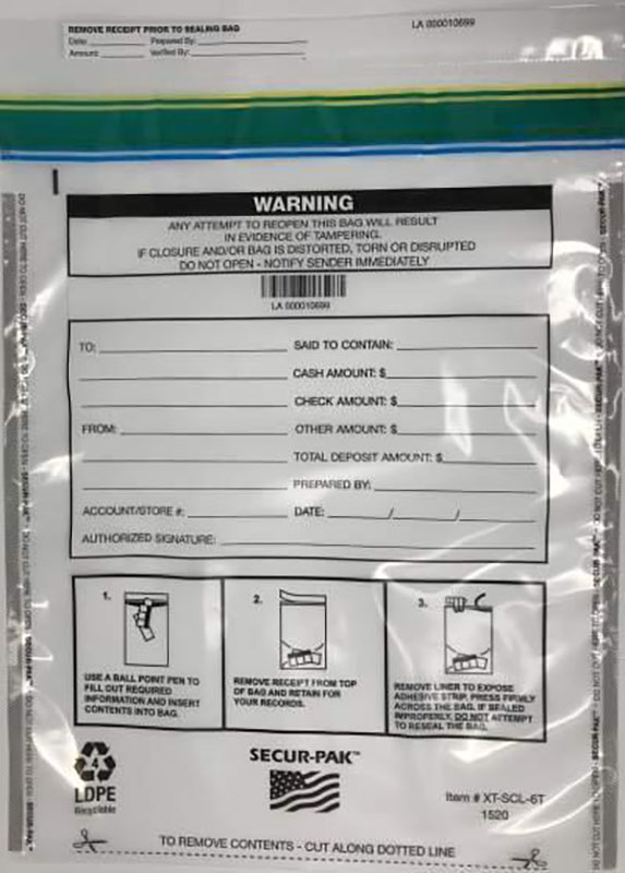 Plastic Deposit Bags 15 x 20 Secur-Pak
