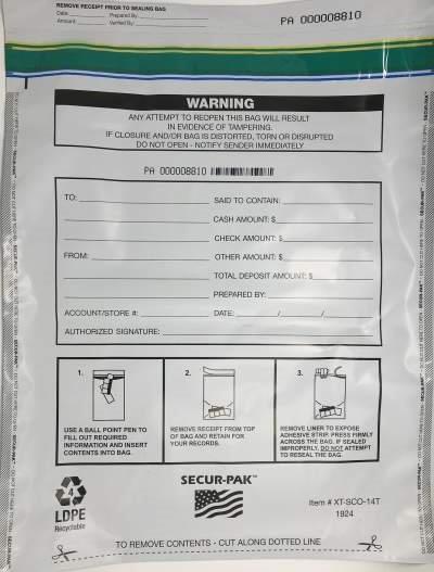 Plastic Deposit Bags 22 x 24 Secur-Pak