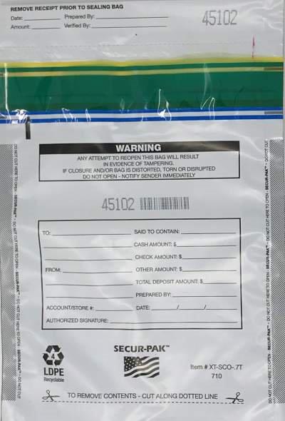 Plastic Deposit Bags 7 x 12 Secur-Pak
