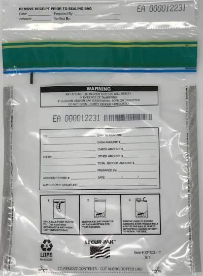 Plastic Deposit Bags 9 x 12 Secur-Pak