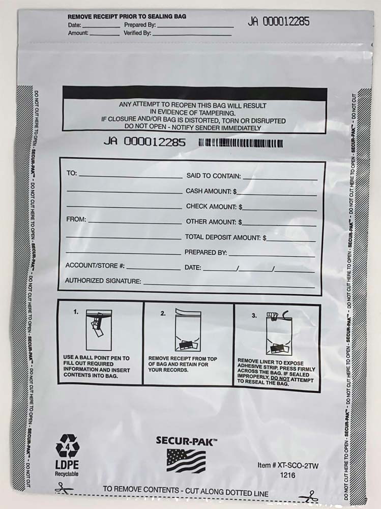 Plastic Deposit Bags 12 x 16 Secur-Pak