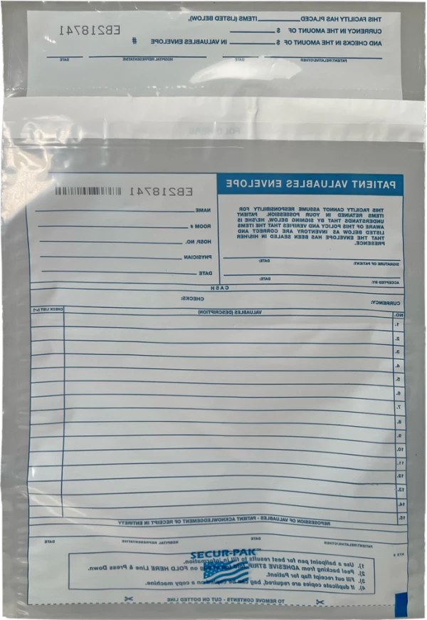 10x13 2.5 mil Patient Valuable Envelope Bags Back Patient Valuable Tamper-Evident Envelopes 10 x 13 2.5 Mil Back