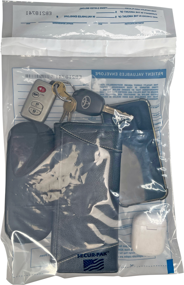 Patient Valuable Tamper-Evident Envelopes 10 x 13 2.5 Mil with Patient Belongings