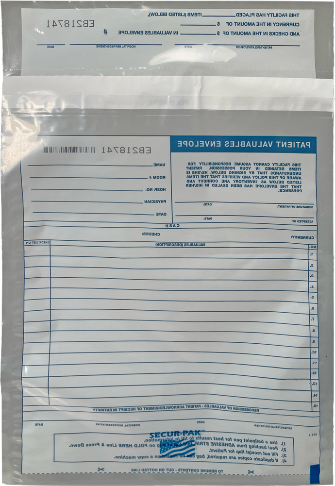 Patient Valuable Tamper-Evident Envelopes 10 x 13 2.5 Mil Back