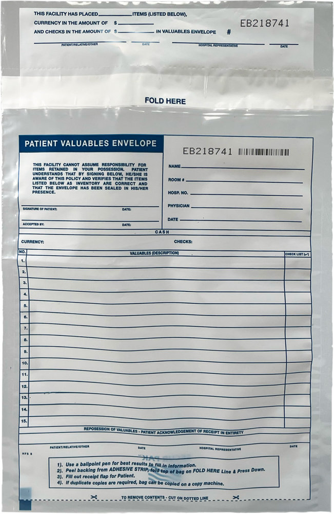 Patient Valuable Tamper-Evident Envelopes 10 x 13 2.5 Mil