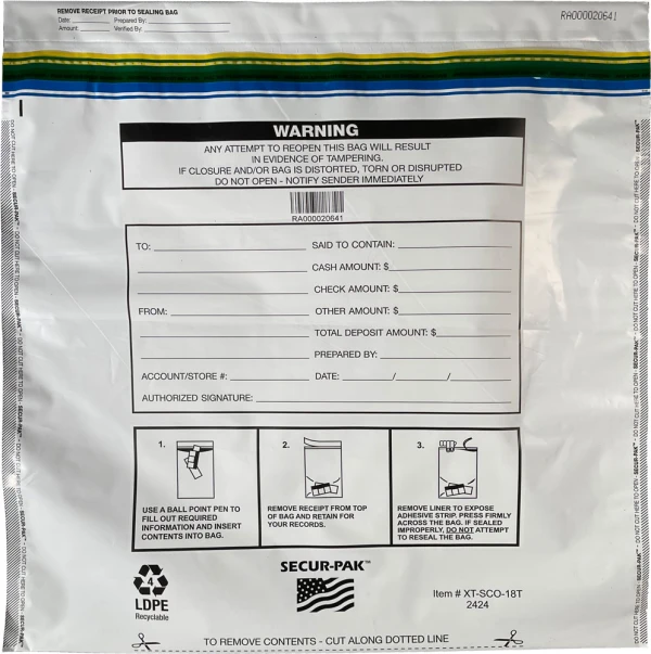 24x24 Secur-Pak Plastic Bank Deposit Bags Front