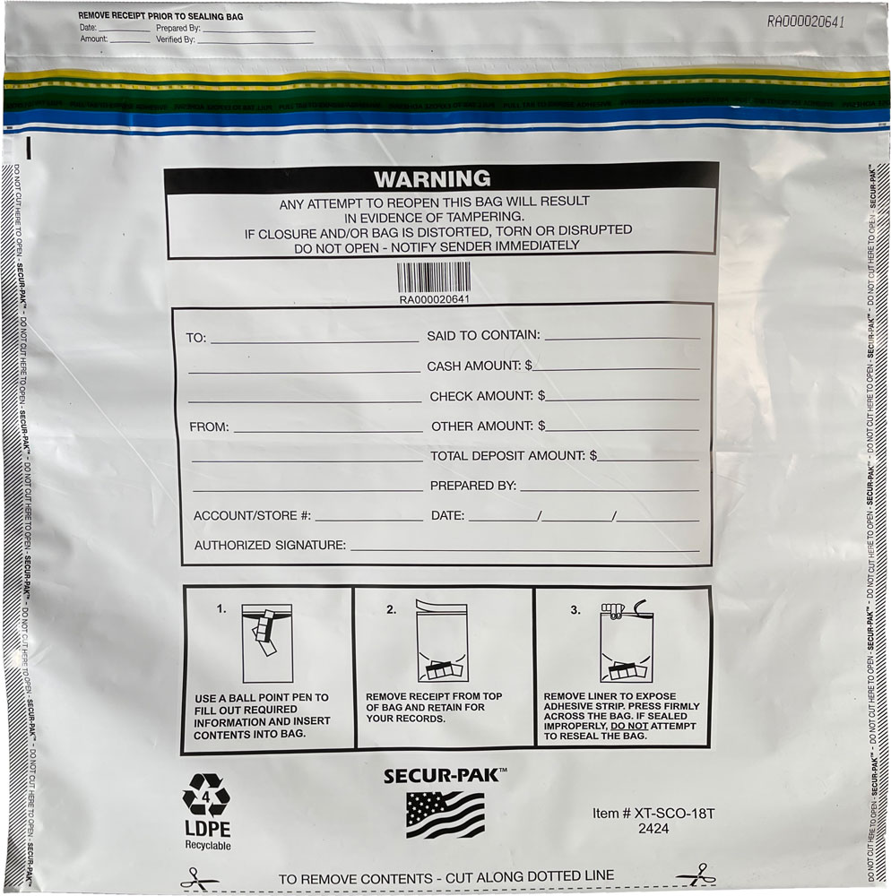 24x24 Secur-Pak Plastic Bank Deposit Bags Front