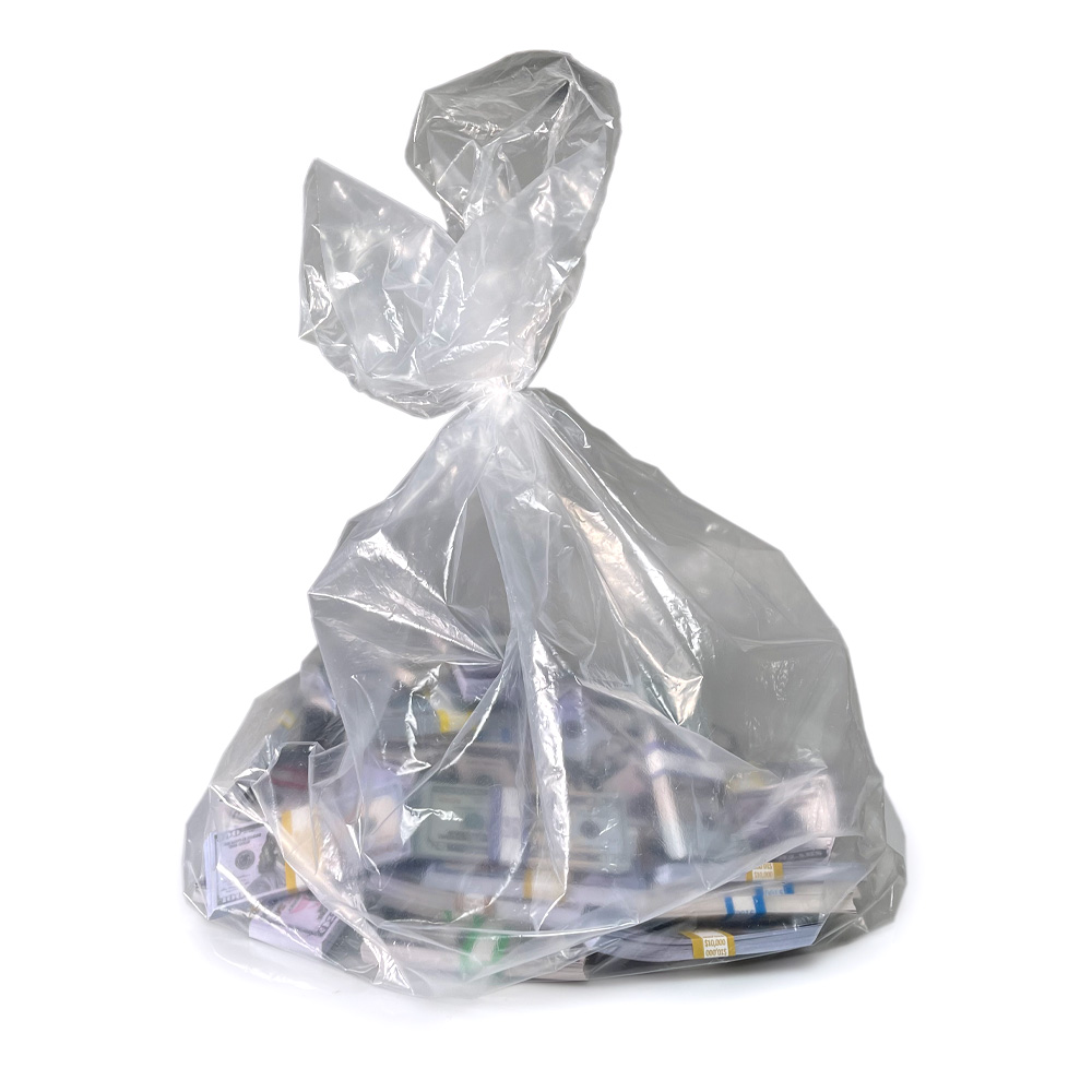 30X42 Clear Money Transport Bag with stacks of money