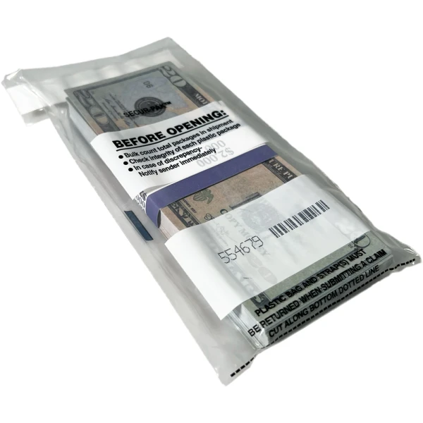 4.5 x 7.5 2 Mil Plastic Money Bags - Strap Bags 4.5 x 7.5 2 Mil Strap Bags