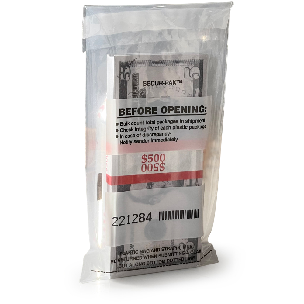 4 x 7-5/8 Plastic Currency 1 Strap Bag Secur-Pak