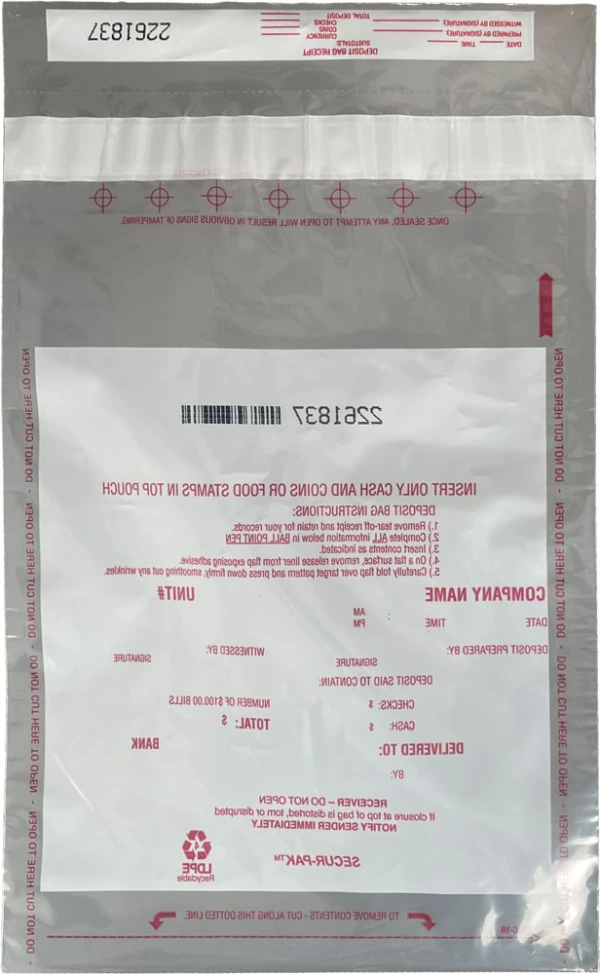 Plastic Bank Deposit Bags 9 x 12 Secur-Pak Back Plastic Bank Deposit Bags 9 x 12 Secur-Pak Back