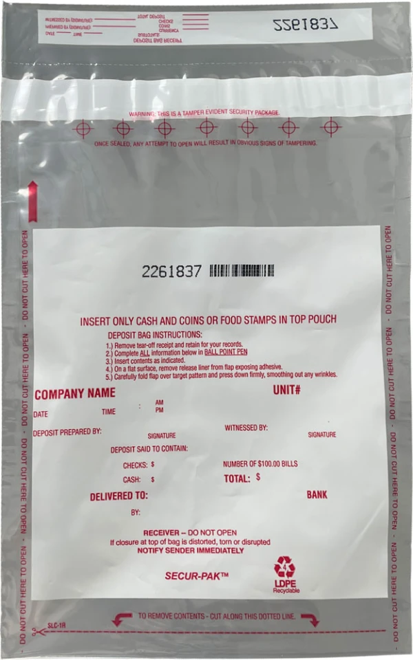 Plastic Bank Deposit Bags 9 x 12 Secur-Pak Front Plastic Bank Deposit Bags 9 x 12 Secur-Pak Front
