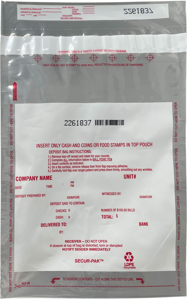 Plastic Bank Deposit Bags 9 x 12 Secur-Pak Front