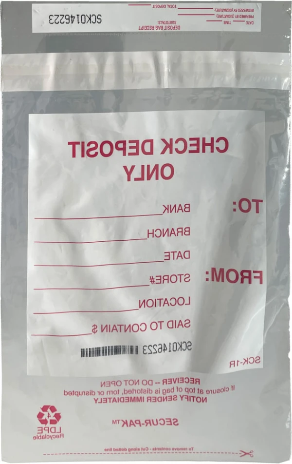 Plastic Check Deposit Bags 9 x 12 Secur-Pak Back Plastic Check Deposit Bags 9 x 12 Secur-Pak Back