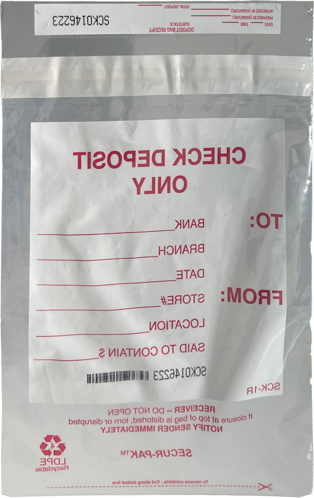 Plastic Check Deposit Bags 9 x 12 Secur-Pak Back