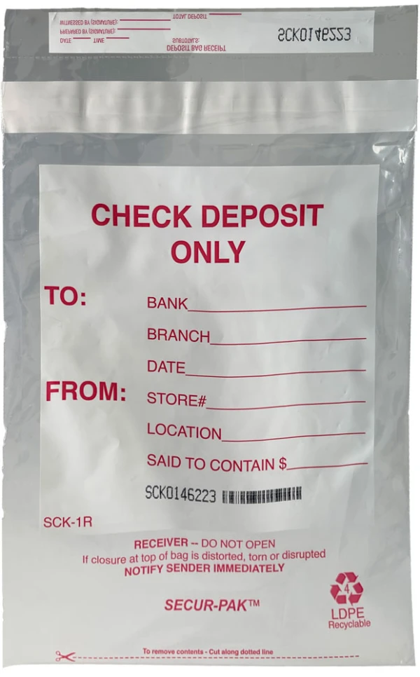 Plastic Check Deposit Bags 9 x 12 Secur-Pak Front Plastic Check Deposit Bags 9 x 12 Secur-Pak Front