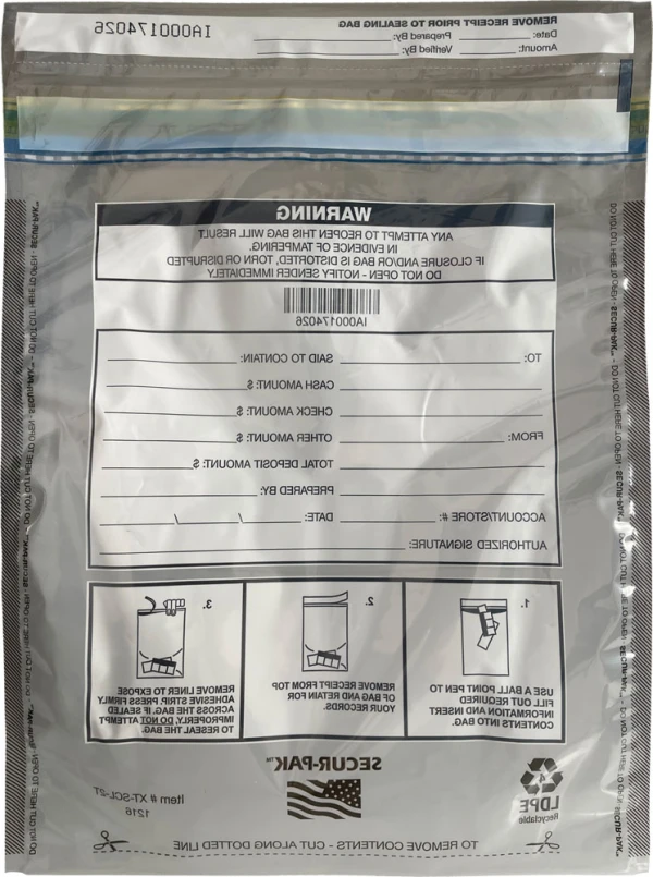 Plastic Clear Deposit Bags 12x16 Secur Pak Back Plastic Clear Deposit Bags 12x16 Secur Pak Back