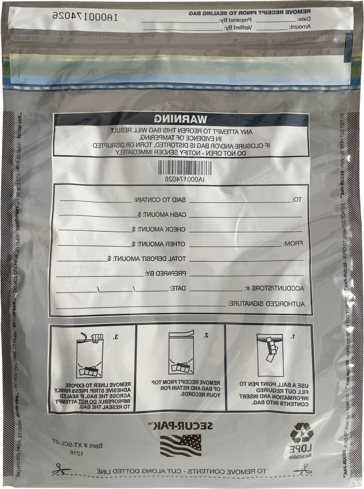 Plastic Clear Deposit Bags 12x16 Secur Pak Back